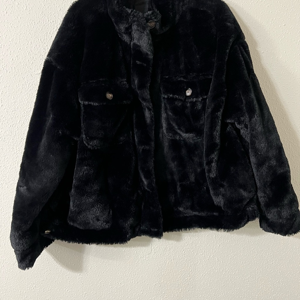 Black Teddy Jacket Plush Velvet Texture
